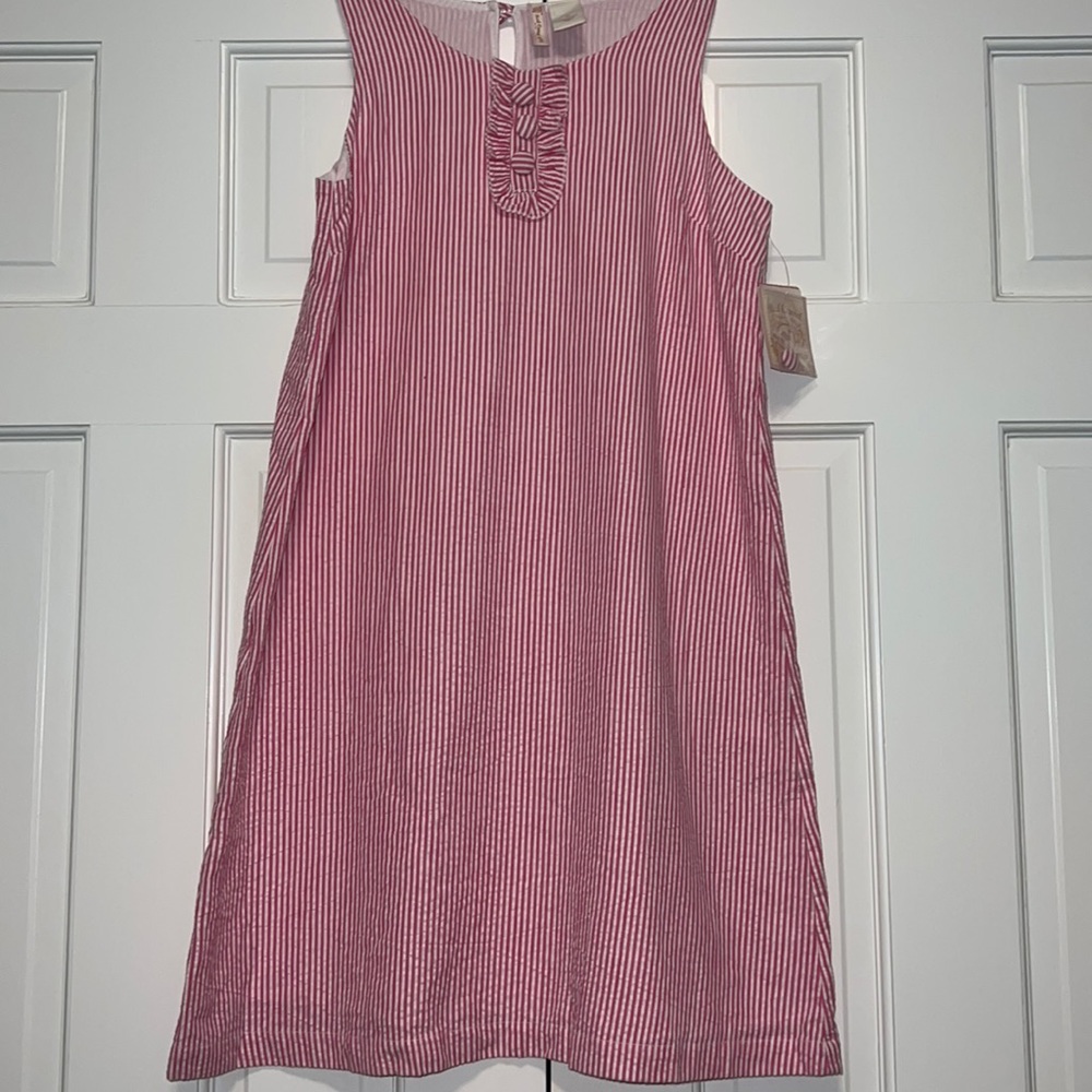 Girls Pink Seersucker Dress